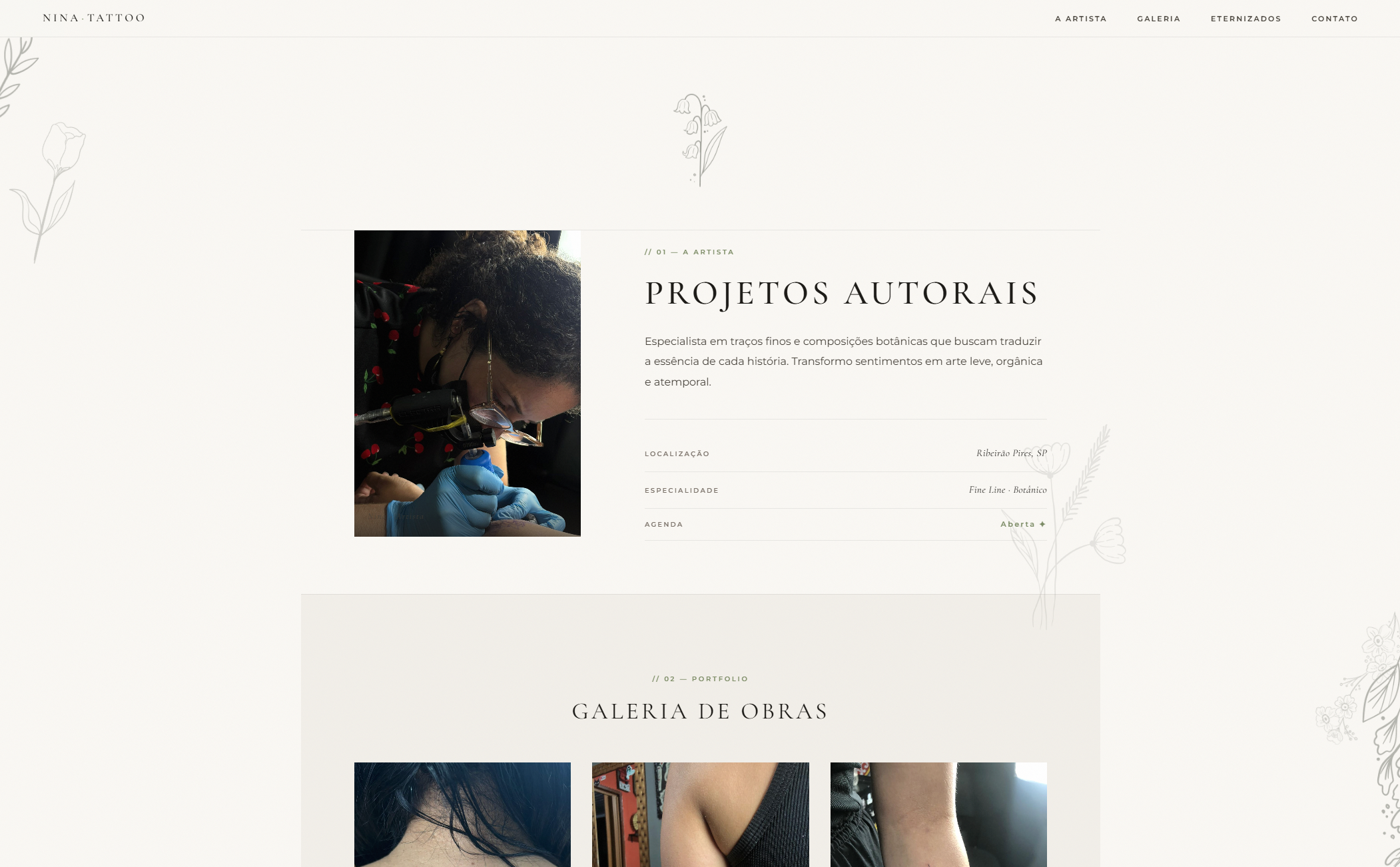 Dias Tattoo — portfólio desktop